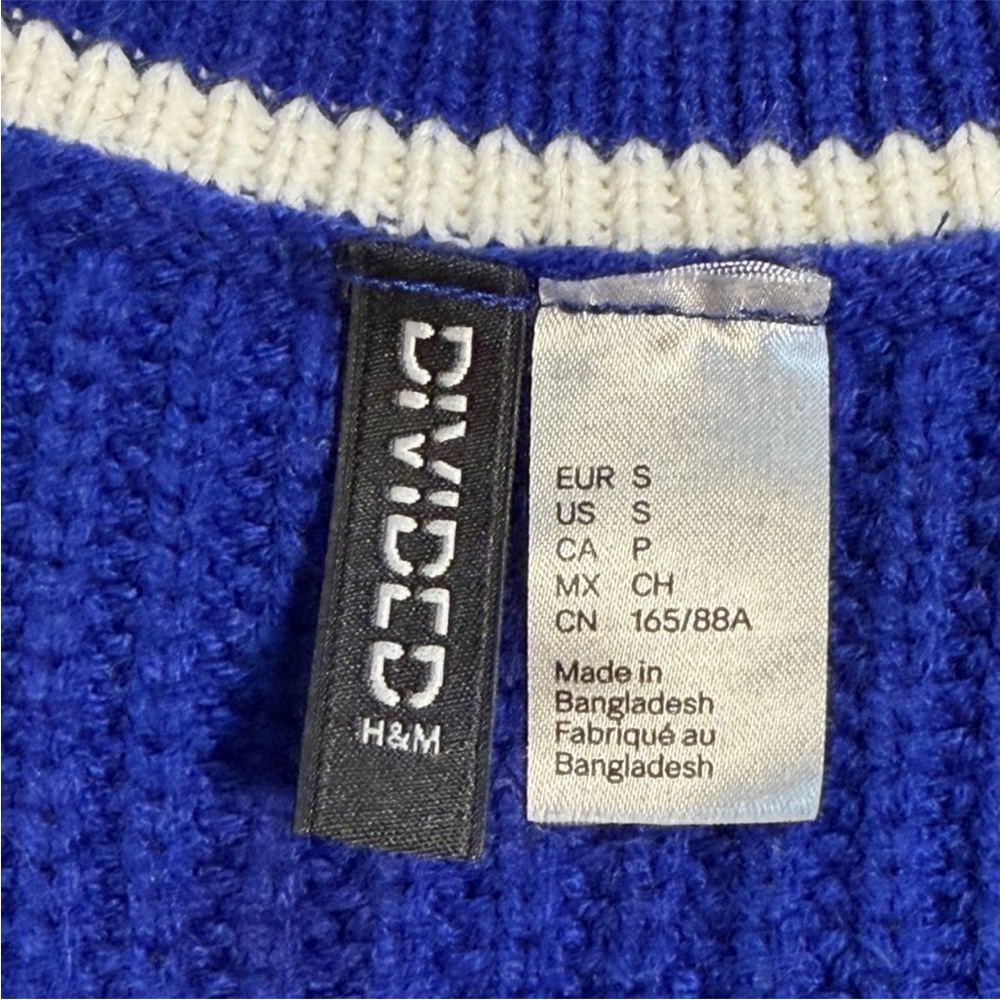 Divided H&M varsity cricket sporty knit sweater vest sleeveless v neck cropped - Picture 7 of 8